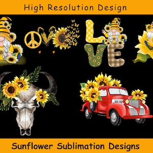 Sunflower sublimation designs,Watercolor Sunflowers Clipart, Highland Cow and Flowers PNG, Sunflower Truck Clipart, Highland Cow Sublimation