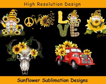 Watercolor Sunflower Clipart: Highland Cow, Truck PNG (Digital Download)