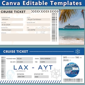 Cruise Ticket Template Canva Editable,Printable Cruise Trip Ticket,Cruise Surprise Boarding Pass,Airline Ticket,Instant Download,Cruise pdf