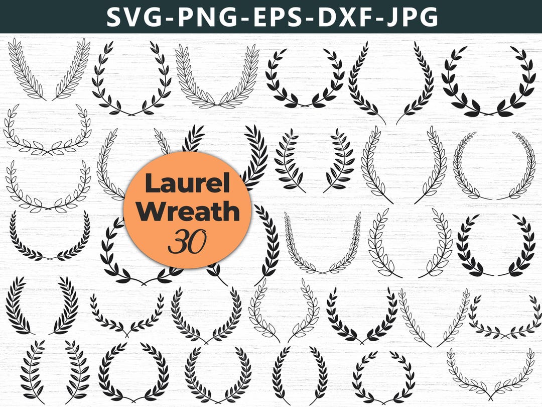 Laurel Wreath SVG Bundle: Elegant Floral Circle Designs - Etsy