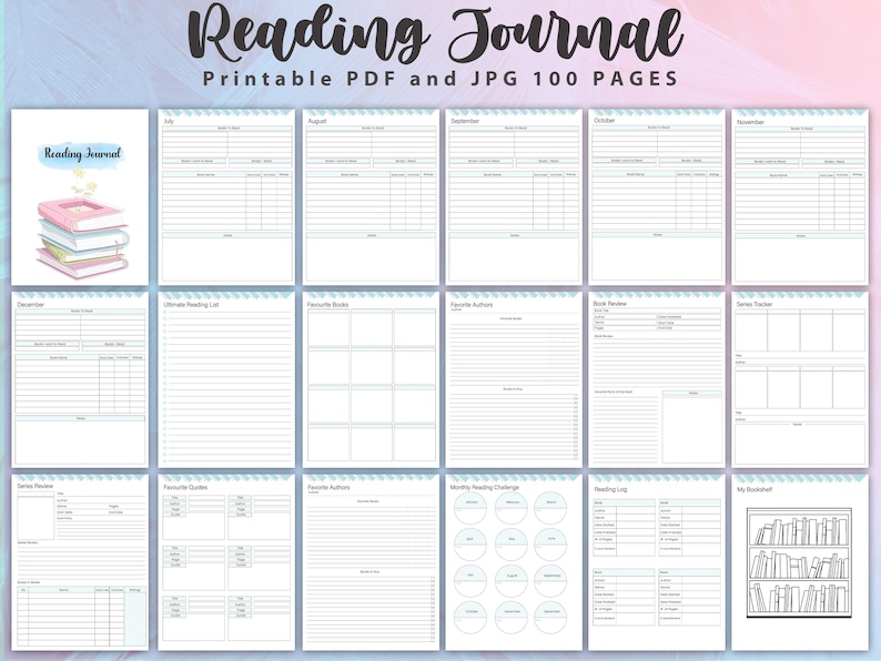 Printable Reading Journal Template: Book Tracker, Review Log (PDF) - Etsy