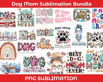 Dog Mom Sublimation Bundle: Retro PNG Designs (Commercial Use, Digital File
