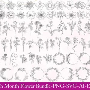 Birth Month Flower Svg Bundle, Birth Month svg Bundle, BirthMonth svg, Birth Month Flower svg, Birth Flower svg, Rose svg,Daisy svg,Birthday