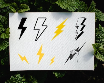 Lightning Bolt SVG Bundle: Flash Clipart, Thunder PNG (Cut Files Included