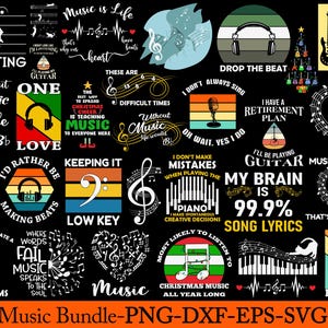Retro Music Lover SVG Bundle: Music Notes, Quotes, Clipart (Digital Download