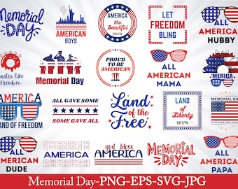 Memorial Day SVG Bundle: Patriotic American Flag Design (Digital Download