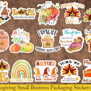 Pegatinas de Acción de Gracias, Pegatinas para pequeñas empresas, Pegatinas de otoño, Etiquetas comerciales, Gráficos de Acción de Gracias, Pegatinas digitales, Pegatinas de marketing