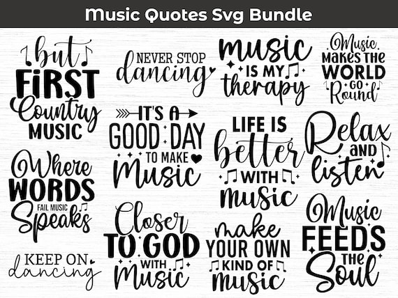 Retro Music Quotes SVG Bundle: Music Lover Shirts (Digital Download
