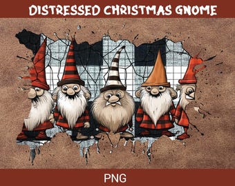 Distressed Weihnachts Wichtel PNG: Urlaub Clipart (Digitaler Download)