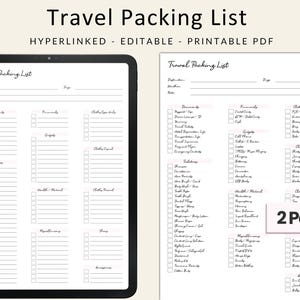 Travel Packing List Template: Vacation Planner (Printable PDF)