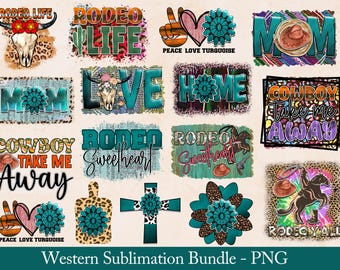 Retro Western PNG-paket: Cowboy Cowgirl-sublimeringsdesigner (digital fil)