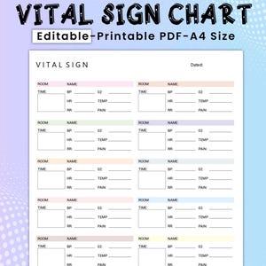 Rastreador integral de signos vitales, monitoreo de signos vitales, gráfico de signos vitales imprimible, registro de signos vitales, rastreador de signos vitales, hoja de signos vitales