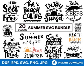 Zomer SVG-bundel, strandvakantie gesneden bestanden (png, jpg, eps, dfx)