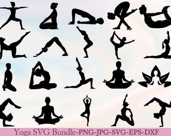 Yoga Pose SVG Bundle, Meditation Quotes (Cut Files)