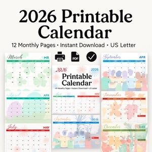2026 Printable Calendar | Minimalist Wall Calendar | 8x10 PNG Instant Download | Monthly Planner, Desk & Home Office Organization