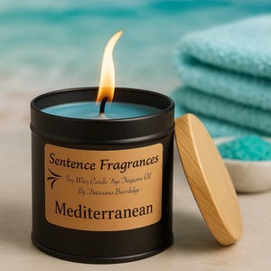 Mediterranean Candle | Fresh Oceanic Spa Scent | 4oz Soy Wax | Handmade Home Décor | Fun Gift Candle