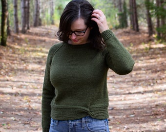 Raglan Knit Sweater Pattern: Women's Top-Down Design (PDF Pattern)
