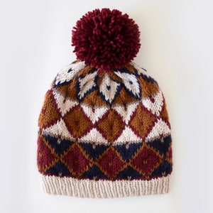 Modèle de bonnet // Modèle de bonnet en tricot // Modèle de chapeau Fair Isle // Bonnet festif Fair Isle // Modèle de bonnet pour femmes // Modèles de tricot