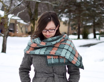 Knit Wrap Pattern // Scarf Pattern // Shawl Pattern // Plaid Knit Pattern // Crossroads Wrap // Easy Knitting Patterns