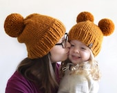 Hat Knitting Pattern Knit Beanie Pattern Chunky Pom Pom Hat Double Pom Pom Hat Pattern Chunky Knit Hat Pattern Beanie Pattern
