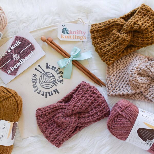 Beginner Knitting Kit // Headband Knitting Kit // Earwarmer Knitting Kit // Knit Kit // Learn To Knit Kit // DIY Gift Ideas