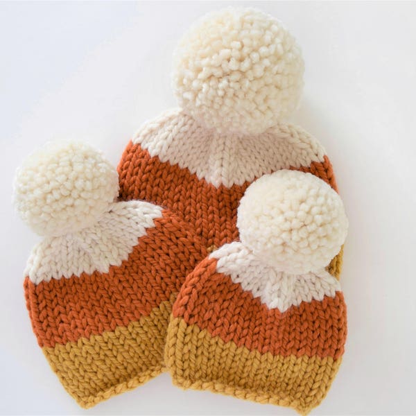 Candy Corn Beanie Pattern // Fall Knitting Pattern // Candy Corn Hat Pattern // DIY Halloween Costume // Kid's Hat Pattern