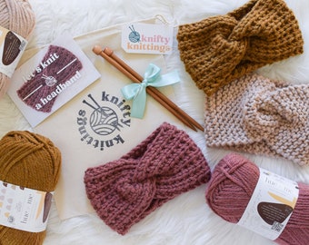 Beginner Knitting Kit // Headband Knitting Kit // Earwarmer Knitting Kit // Knit Kit // Learn To Knit Kit // DIY Gift Ideas