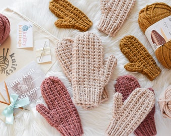 Handschuh-Strick-Kit // Strick-Kit // Fortgeschrittenes Strick-Kit // Waffel-Strick-Kit // Handschuh-Kit // Geschenkideen stricken