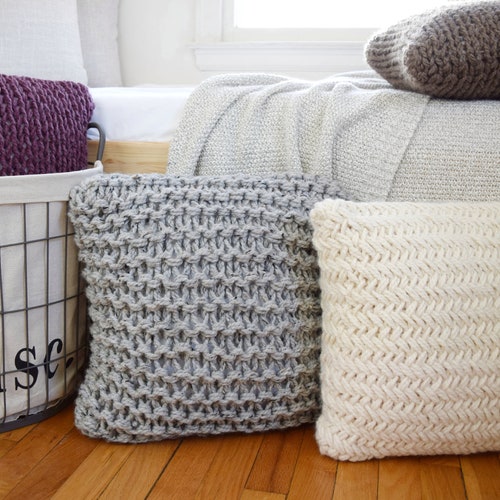 Knitting Pattern // Throw Pillow Knitting Pattern // Chunky Etsy