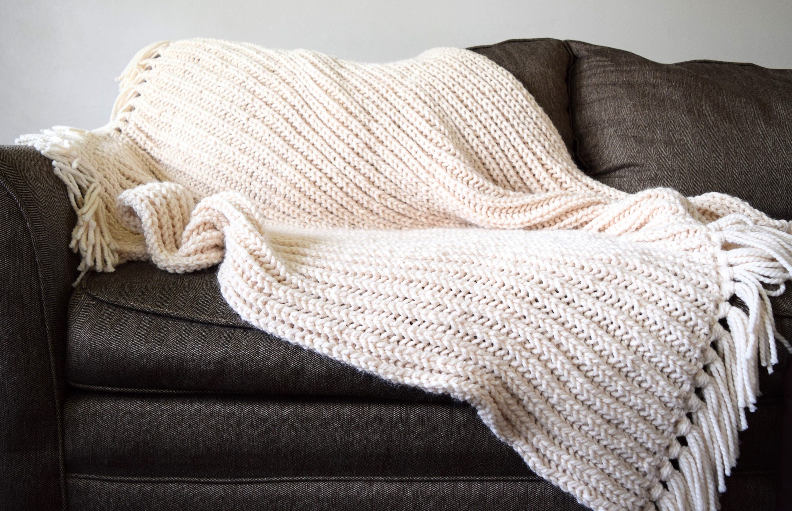 Knit Throw Blanket Pattern // Blanket Knitting Pattern // Etsy