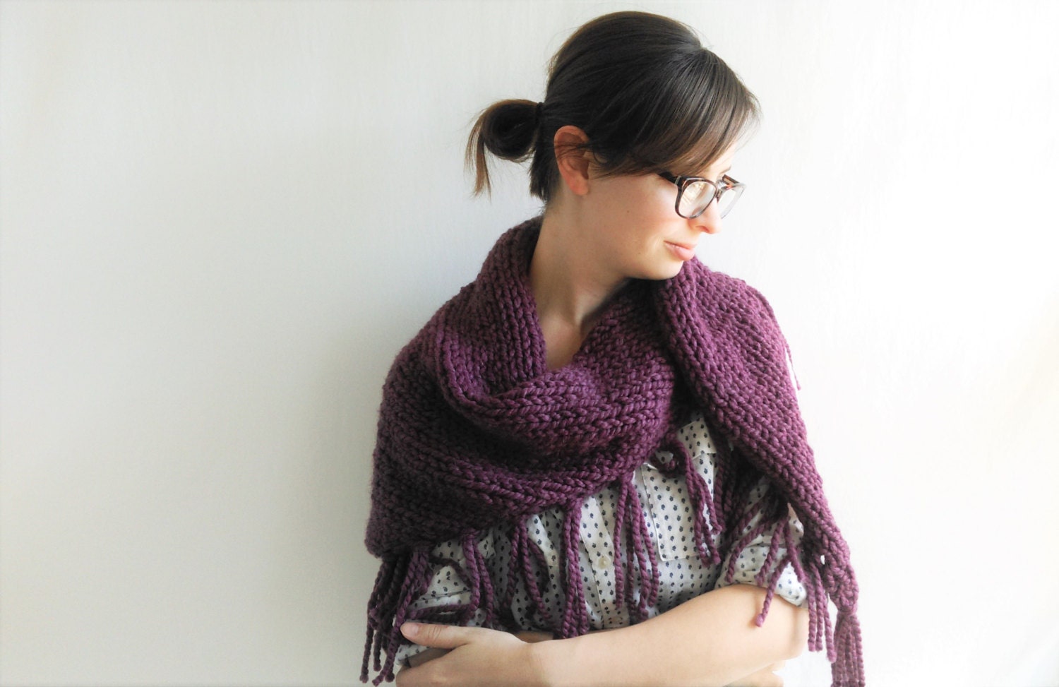 Triangle Shawl Knitting Pattern // Chunky Knit Scarf Pattern - Etsy