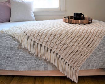 Knit Throw Blanket Pattern // Blanket Knitting Pattern // Throw Blanket Pattern // Afghan Pattern // Baby Blanket Pattern
