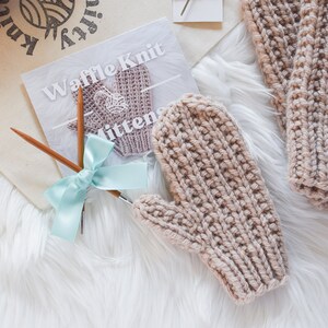 Mitten Knitting Kit // Knitting Kit // Advanced Knitting Kit // Waffle Knit Mitten Kit // Mitten Kit // Knitting Gift Ideas image 3