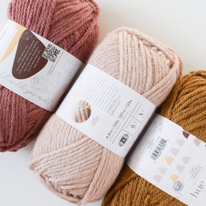 Lion Brand Hue + Me yarn,Bulky 5/137yd/125m, Acrylic/Wool -  Arrowwood-Lovesong-Peacoat-Terra