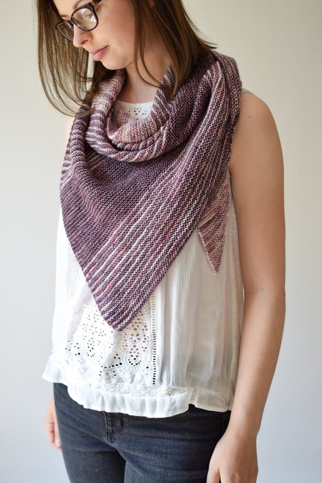 Knit Shawl Pattern // Triangle Scarf Pattern // Triangle Shawl Pattern ...