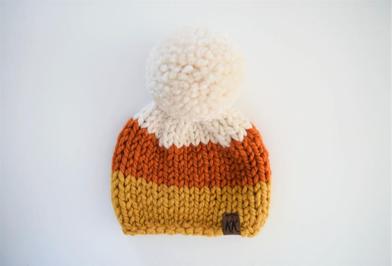 Candy Corn Beanie Pattern // Fall Knitting Pattern // Candy Corn Hat Pattern // DIY Halloween Costume // Kid's Hat Pattern image 2