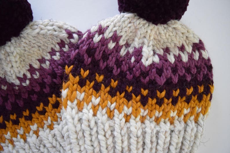 Hat Knitting Pattern // Fair Isle Pom Pom Hat Pattern // Hat Pattern for Kids // Knitting Patterns for Women image 5
