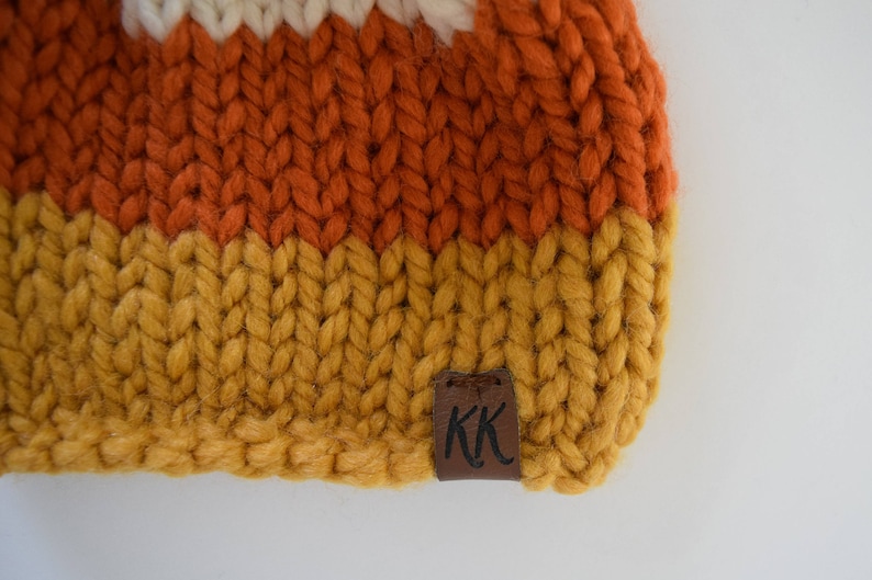 Candy Corn Beanie Pattern // Fall Knitting Pattern // Candy Corn Hat Pattern // DIY Halloween Costume // Kid's Hat Pattern image 4