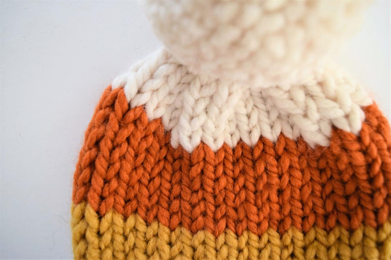 Candy Corn Beanie Pattern // Fall Knitting Pattern // Candy Corn Hat Pattern // DIY Halloween Costume // Kid's Hat Pattern image 3