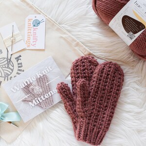 Mitten Knitting Kit // Knitting Kit // Advanced Knitting Kit // Waffle Knit Mitten Kit // Mitten Kit // Knitting Gift Ideas image 4