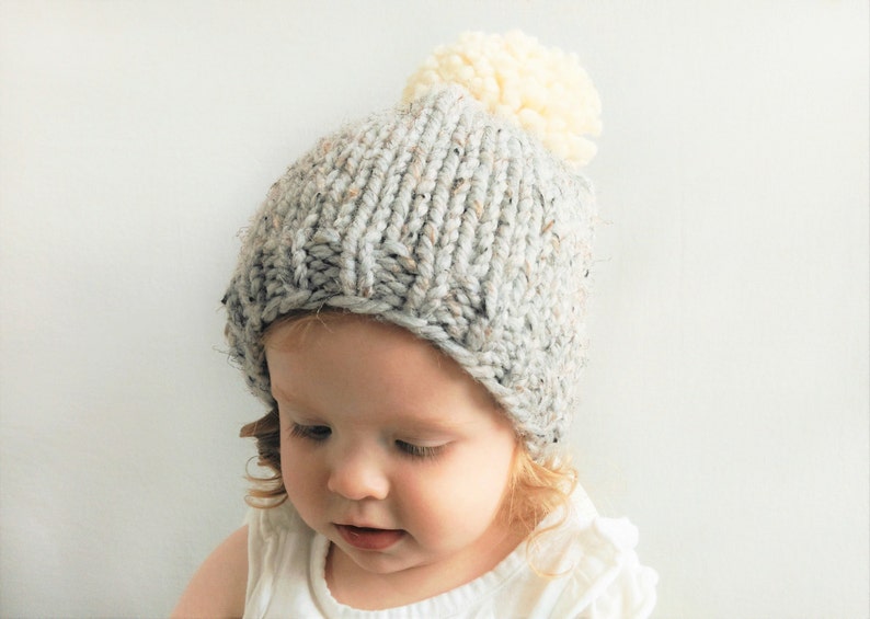 Hat Knitting Pattern // Knit Beanie Pattern // Chunky Pom Pom Hat // Double Pom Pom Hat Pattern // Chunky Knit Hat Pattern // Beanie Pattern image 6