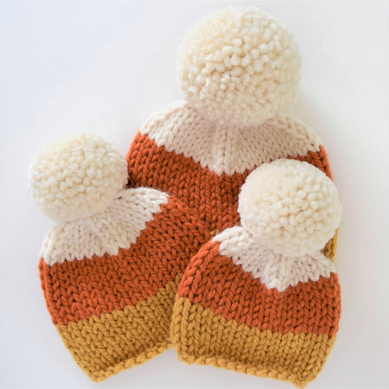 Candy Corn Beanie Pattern // Fall Knitting Pattern // Candy Corn Hat Pattern // DIY Halloween Costume // Kid's Hat Pattern image 5