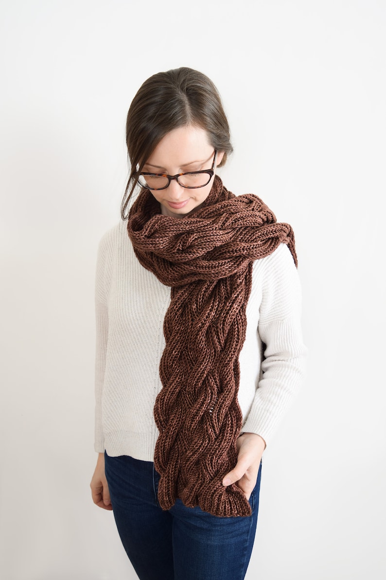 Knitting Patterns // Cabled Scarf Pattern // Knit Scarf Etsy