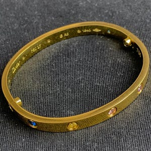Cartier 18k Gold Bangle Crystal Charm Bracelet
