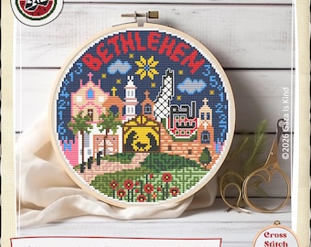 Pretty Little Bethlehem  | Tatreez | Modern | تطريز | Wall Art | Cross Stitch Chart | Instant Digital Download PDF