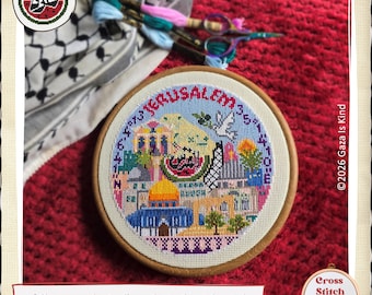 Pretty Little Jerusalem | Tatreez | Modern | تطريز | Wall Art | Cross Stitch Chart | Instant Digital Download PDF