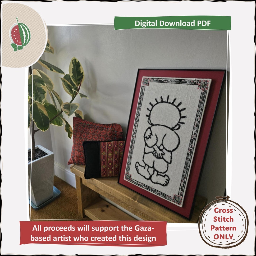 Handala Cross Stitch Pattern: Palestinian Tatreez Embroidery (digital ...