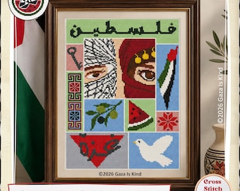 Palestinian Icons | Palestinain woman and man | Cross Stitch Chart Instant PDF Download