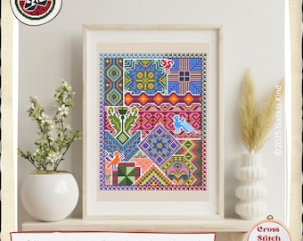 Muestrario de Tatreez Palestino / Motivos Palestinos / Bordado / Arte Mural / Patrón de Punto de Cruz / Descarga Digital Instantánea en PDF