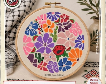 Floral Meadow Cross Stitch Pattern: Poppies & Flowers (Digital Download PDF)